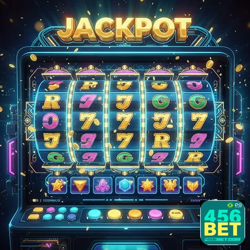 Imagem de uma máquina de slots em destaque no site 456bet, com cores vibrantes e ambiente de cassino.